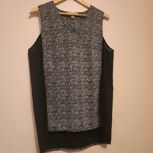 Philosophy Two-tone Sleeveless High-low Blouse Black White Size L